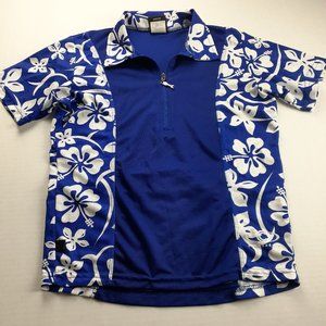 Cannondale Cycling Jersey Womens Size S Blue Floral Terra Front Zip Back Pocket